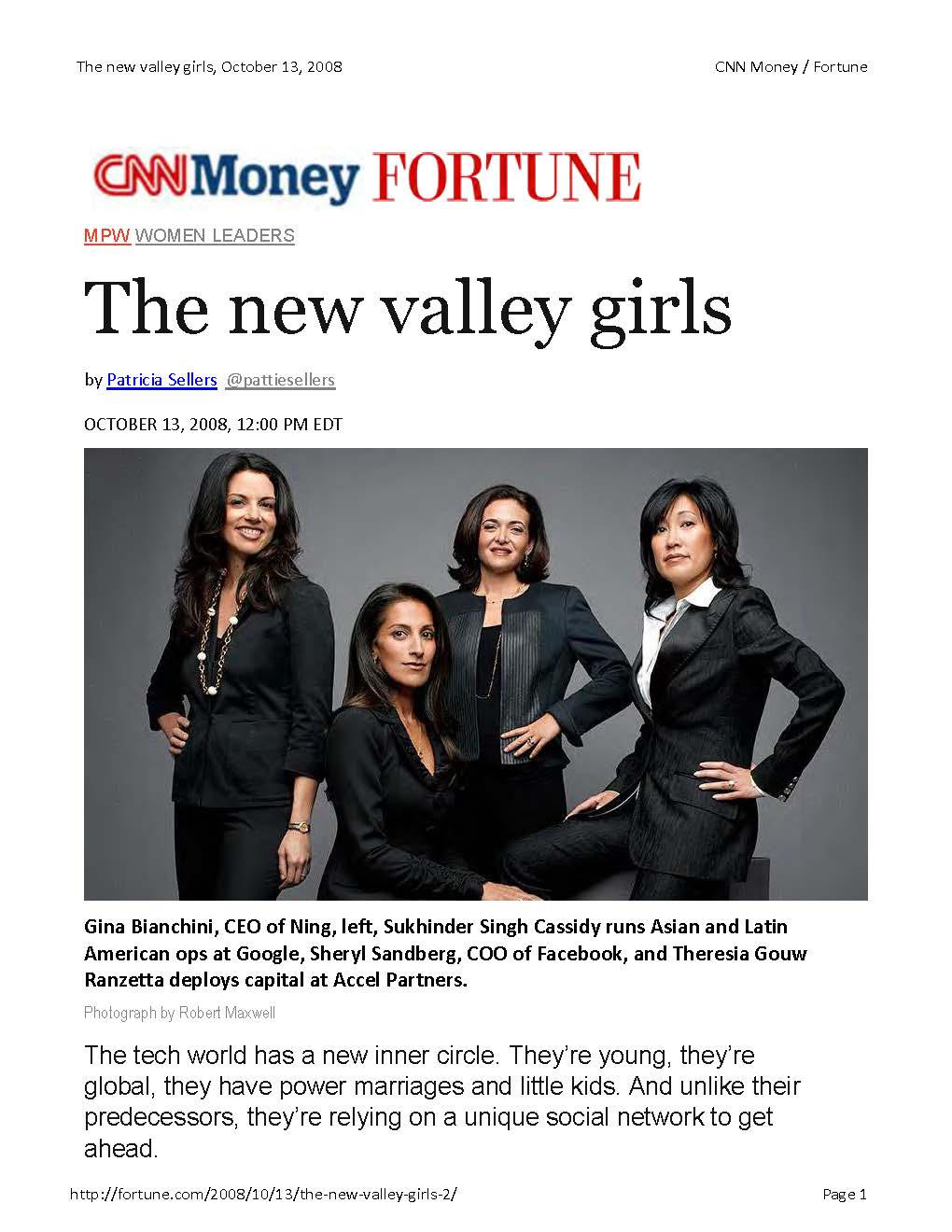 Patricia Sellers. (Oct. 13, 2008). The new valley girls. CNNMoney Fortune.