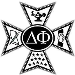 Delta Phi (ΔΦ) fraternity logo. The Maltese Cross.